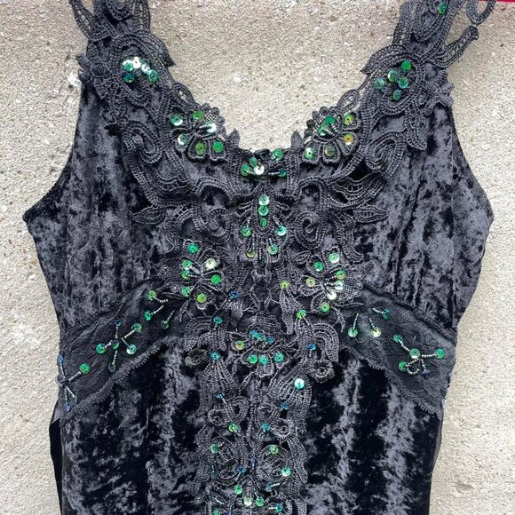 Vintage Sun Li Joy Black Velvet Sequin-Embellished Fairy Dress - Picture 5 of 6